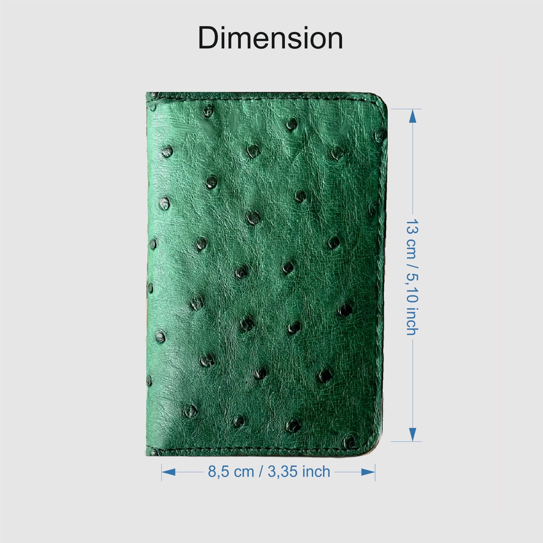 Porta carte Organizer tascabile in vera pelle di Struzzo Personalizzabile - 10 tasche - Verde Bosco