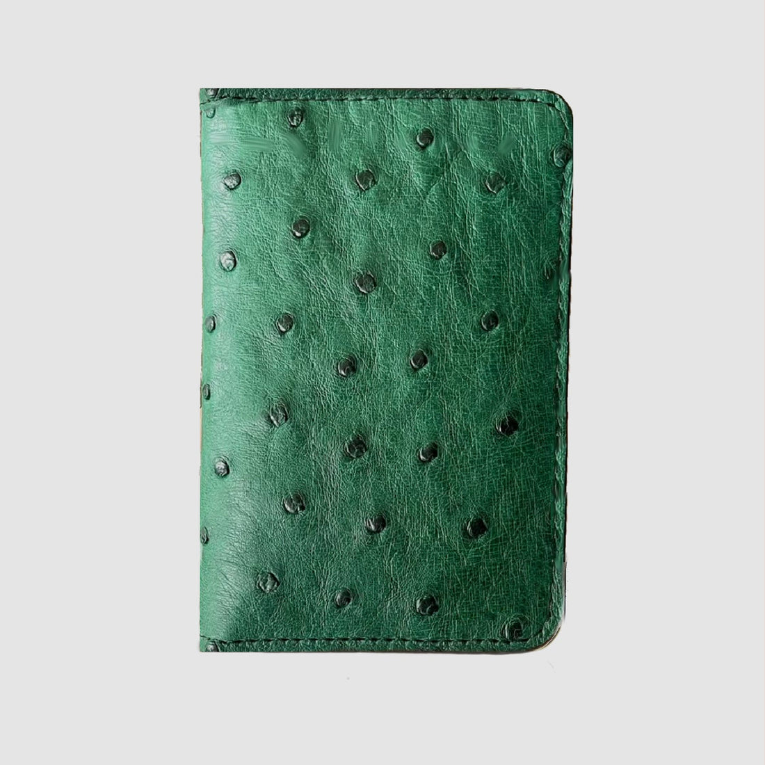 Porta carte Organizer tascabile in vera pelle di Struzzo Personalizzabile - 10 tasche - Verde Bosco