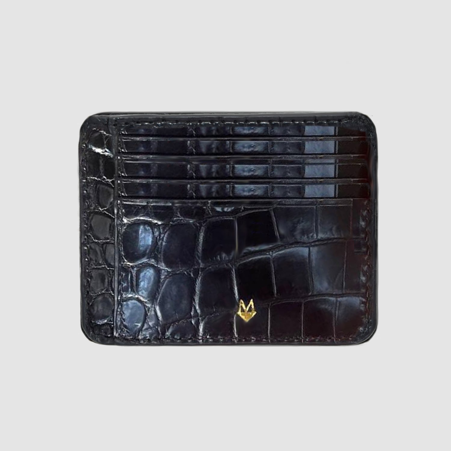 Porta carte in vero Coccodrillo mod. "Primo" - 11 tasche - Personalizzabile