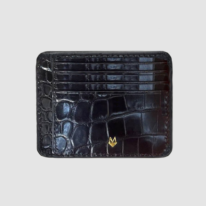 Porta carte in vero Coccodrillo mod. "Primo" - 11 tasche - Personalizzabile