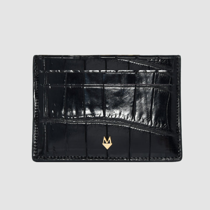 Porta carte 5 o 9 Tasche in vera pelle di Coccodrillo mod. "Brillante"