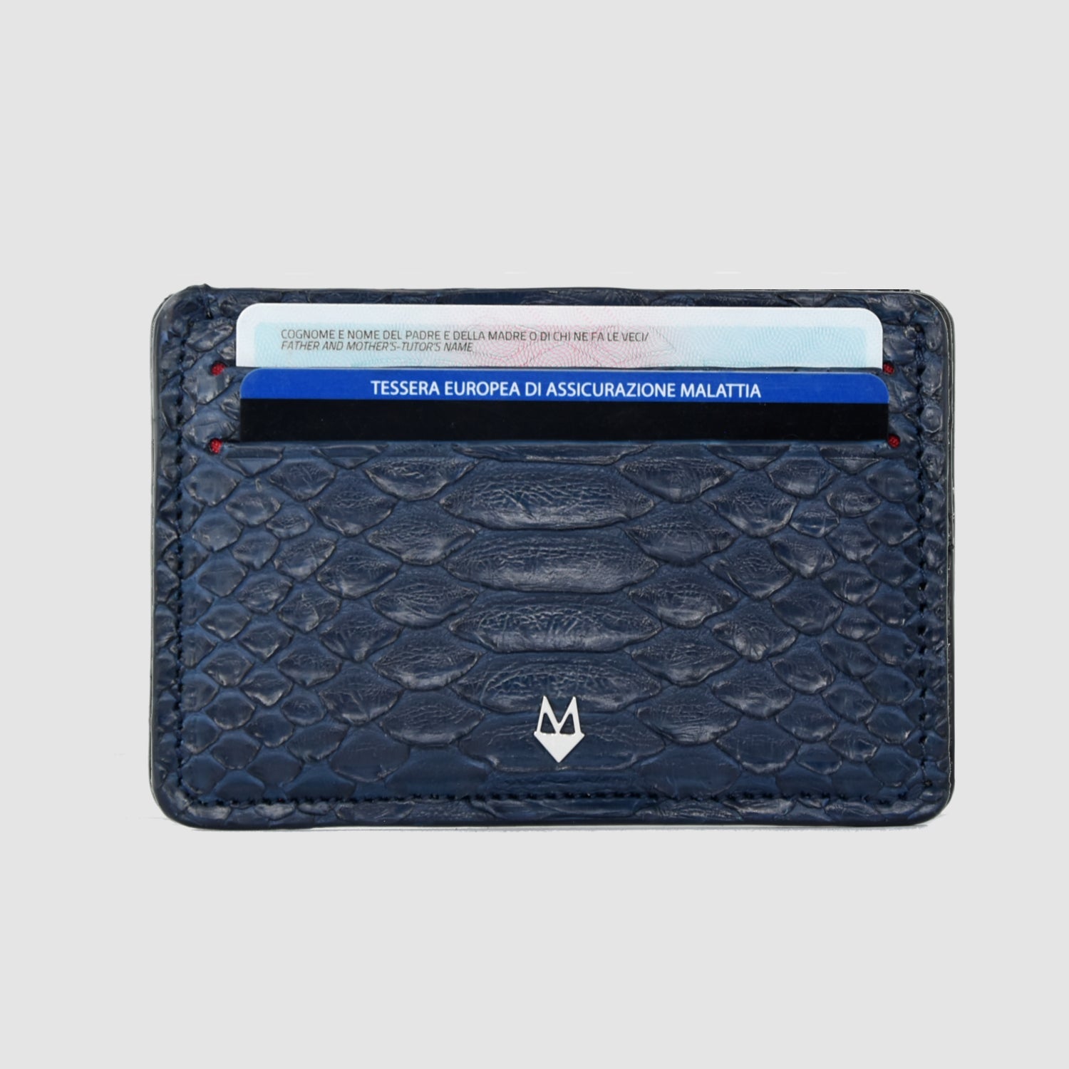 Porta carte 5 o 9 Tasche in vera pelle di pitone mod. "Brillante"