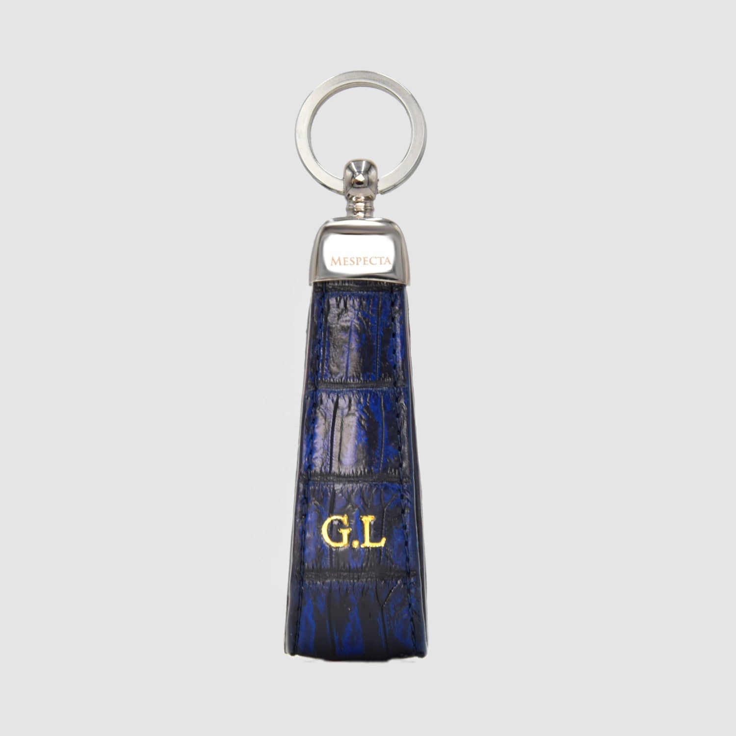 Portachiavi in vera pelle di Coccodrillo Blu scuro