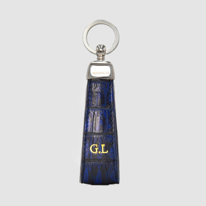 Portachiavi in vera pelle di Coccodrillo Blu scuro