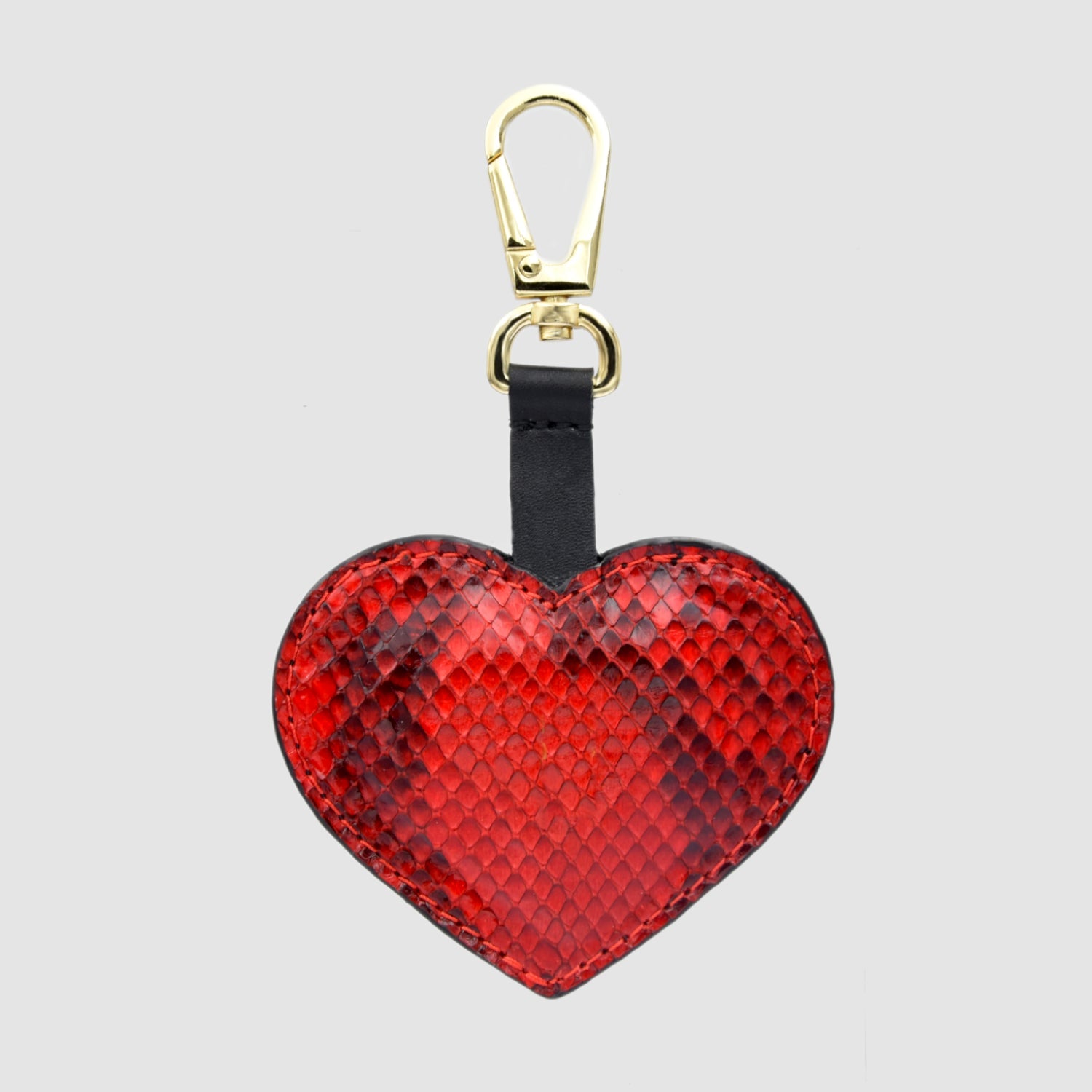 Portachiavi Cuore in vera pelle di Pitone Personalizzabile con iniziali
