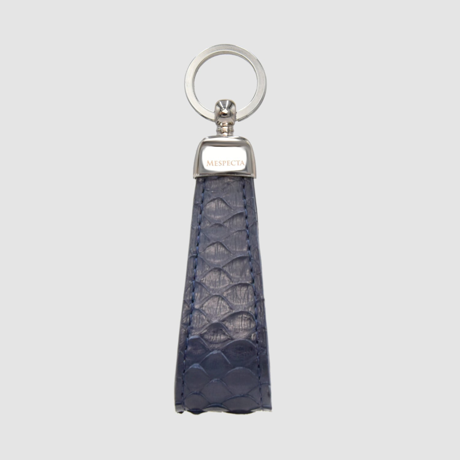 Portachiavi in vera pelle di Pitone Personalizzabile con iniziali - Blu scuro