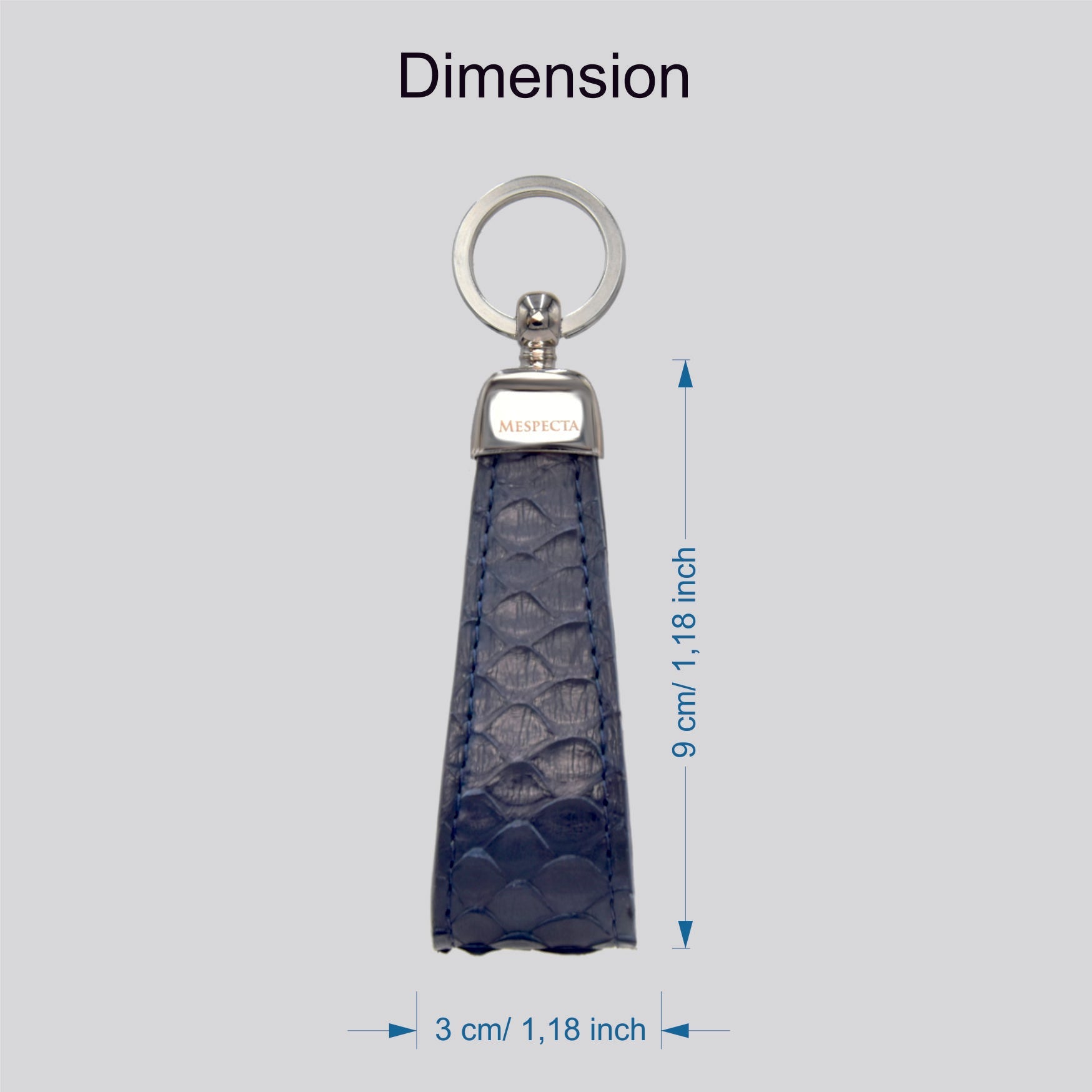 Portachiavi in vera pelle di Pitone Personalizzabile con iniziali - Blu scuro