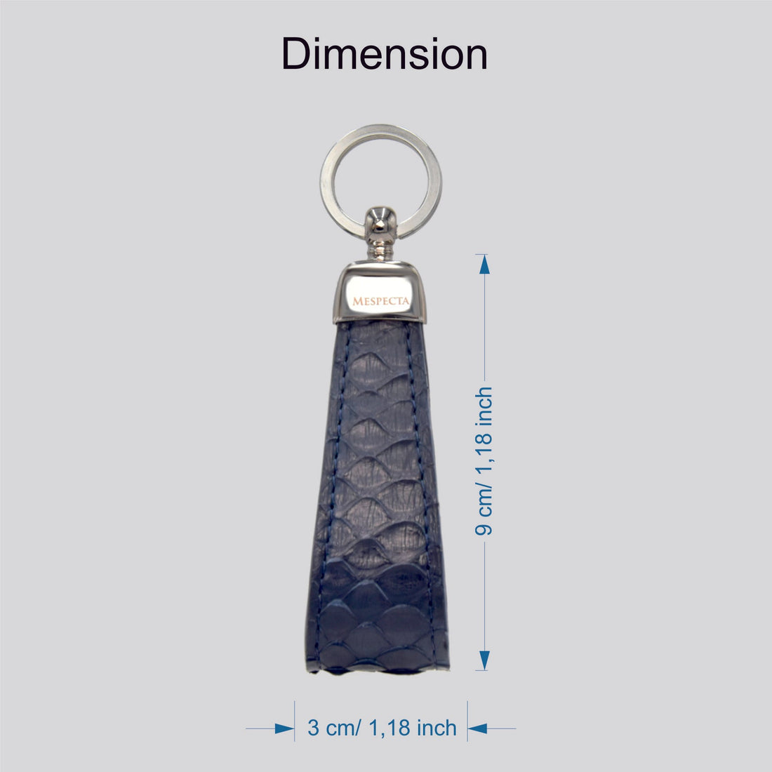 Portachiavi in vera pelle di Pitone Personalizzabile con iniziali - Blu scuro