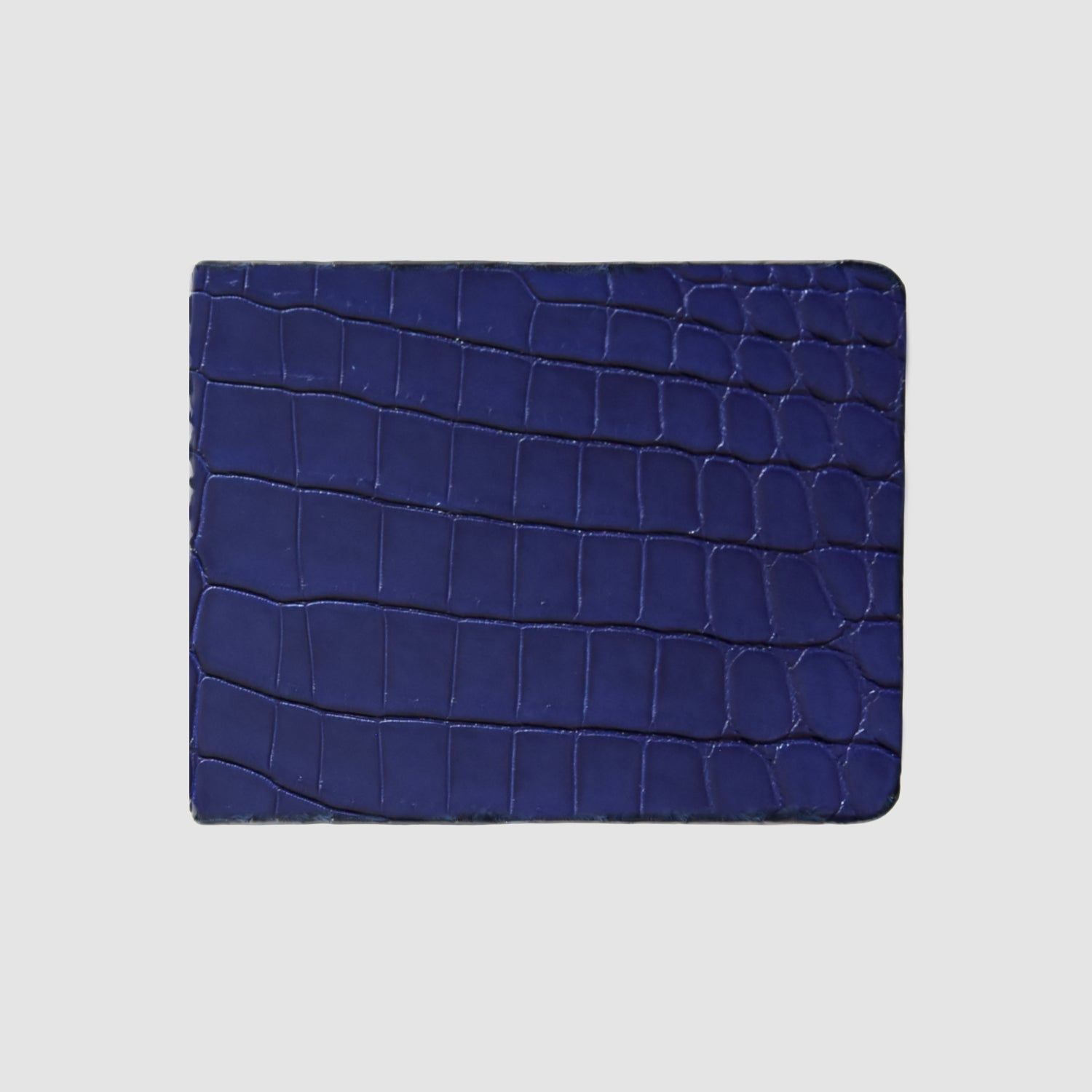 Portafoglio mod. "Esemplare" in vera pelle di Coccodrillo Personalizzabile - Blu scuro