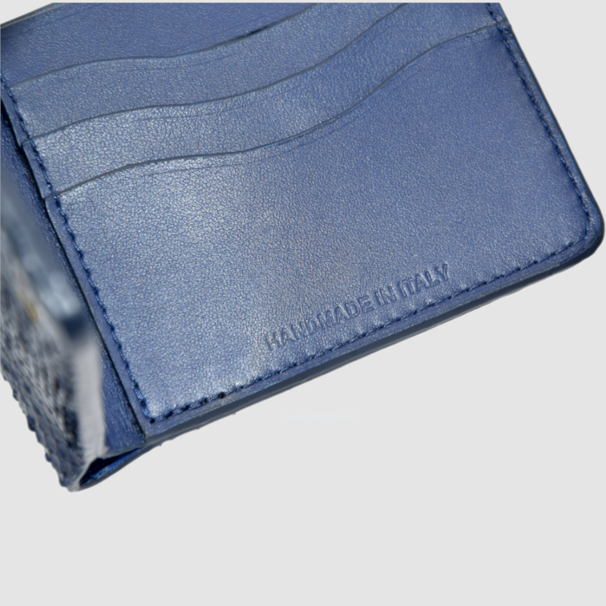 Portafoglio mod. "Esemplare" in vera pelle di Pitone Personalizzabile - Blu scuro