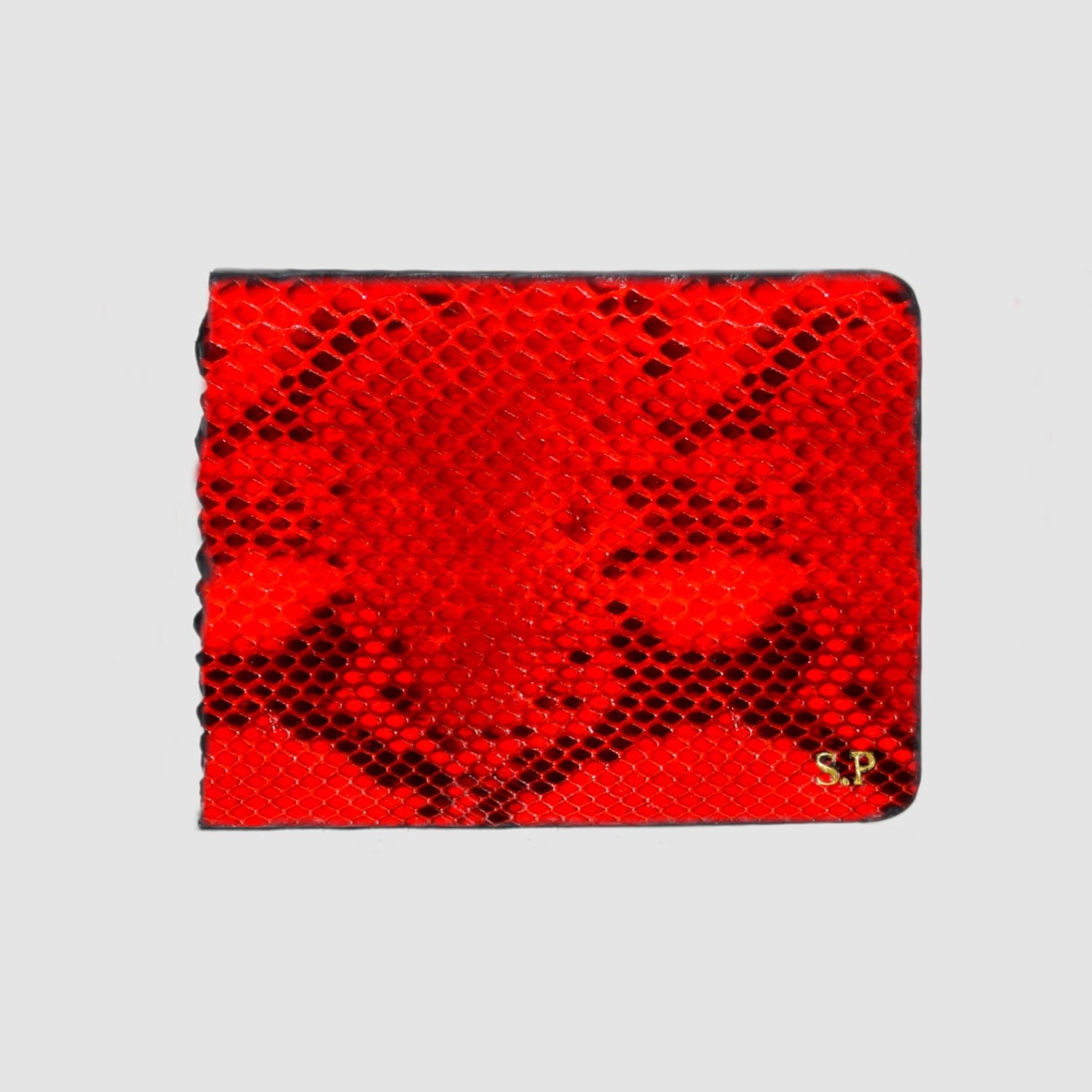 Portafoglio mod. "Esemplare" in vera pelle di Pitone Personalizzabile - Rosso