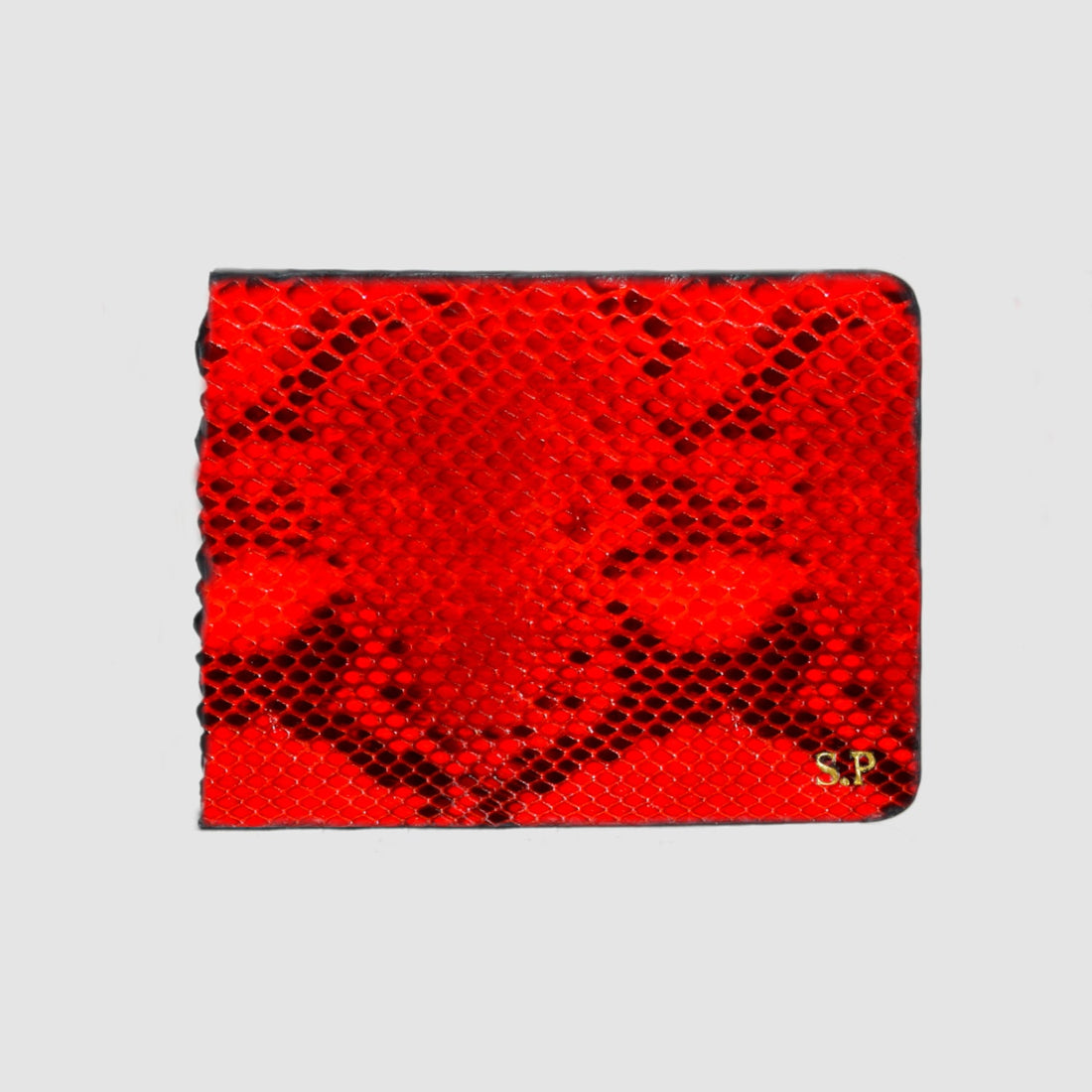 Portafoglio mod. "Esemplare" in vera pelle di Pitone Personalizzabile - Rosso