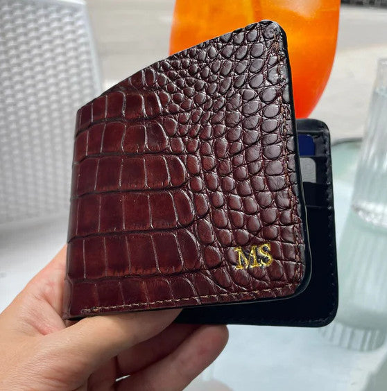 Portafoglio mod. "Esemplare" in vera pelle di coccodrillo personalizzabile