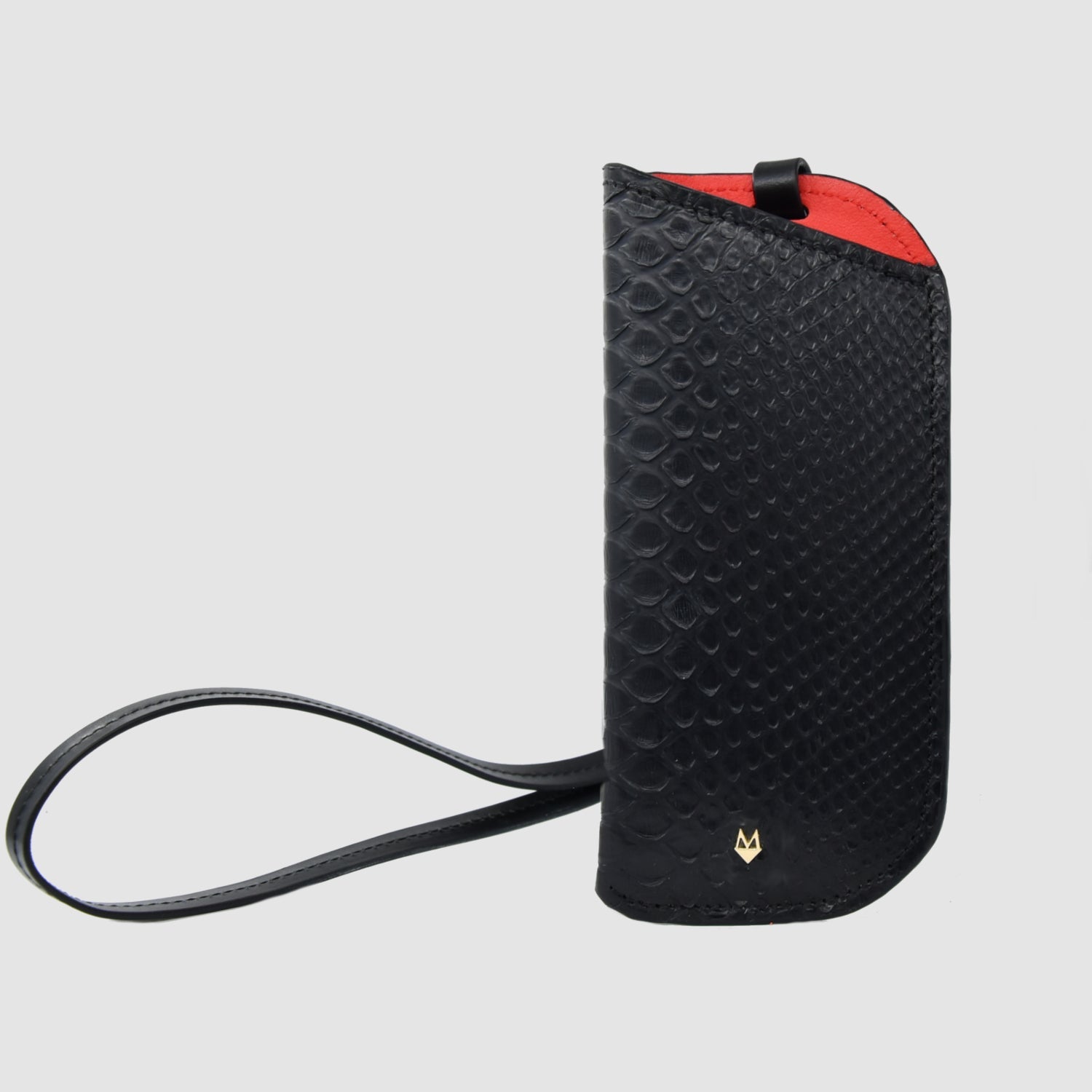 Astuccio porta occhiali in vera pelle di Pitone - Nero