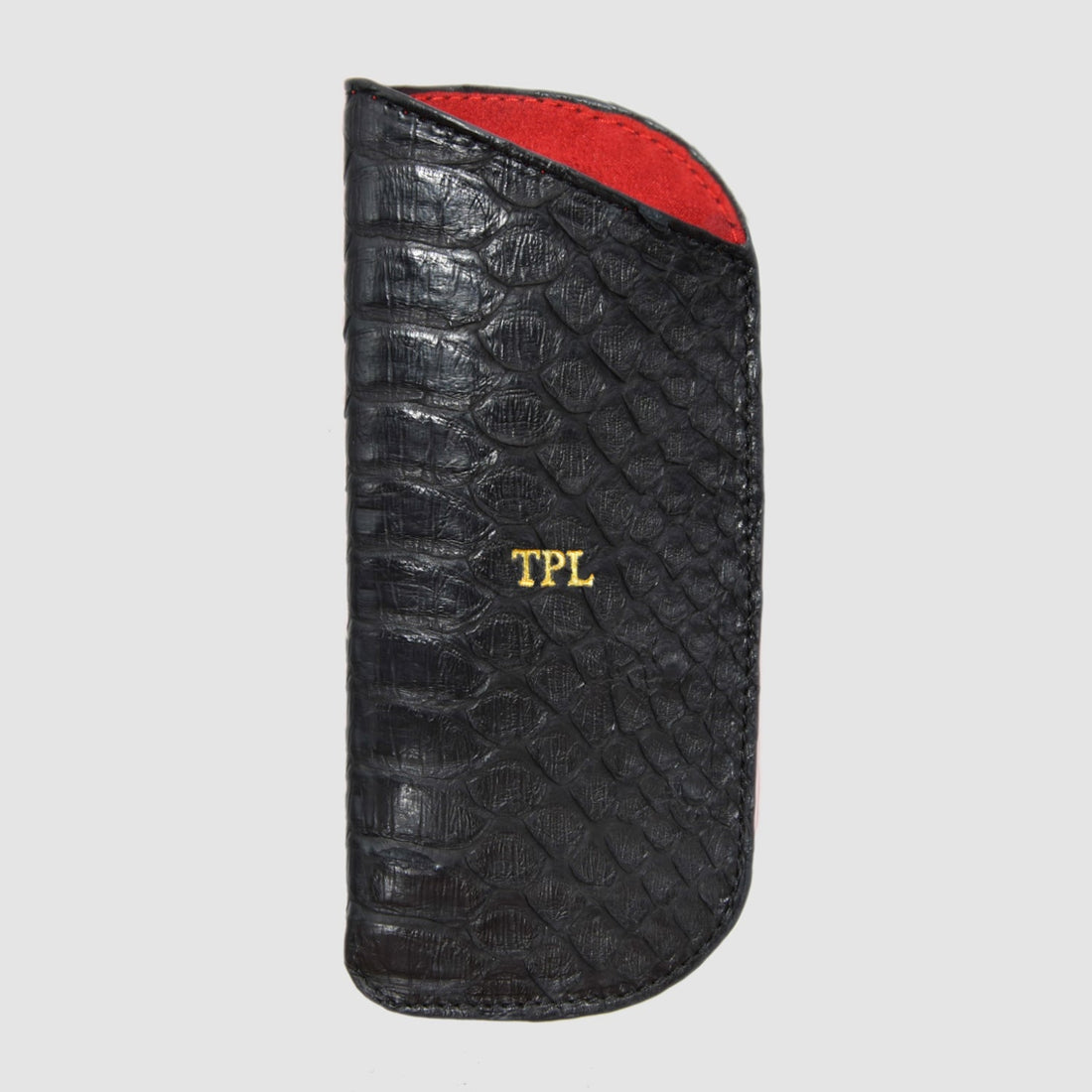 Astuccio porta occhiali in vera pelle di Pitone - Nero