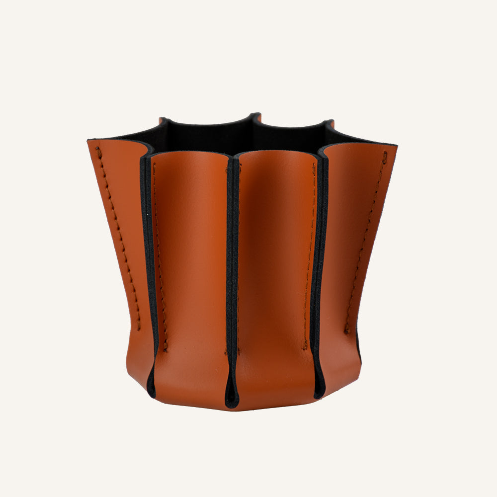 Portapenne elegante in vera pelle LEILUX - Arancio H.