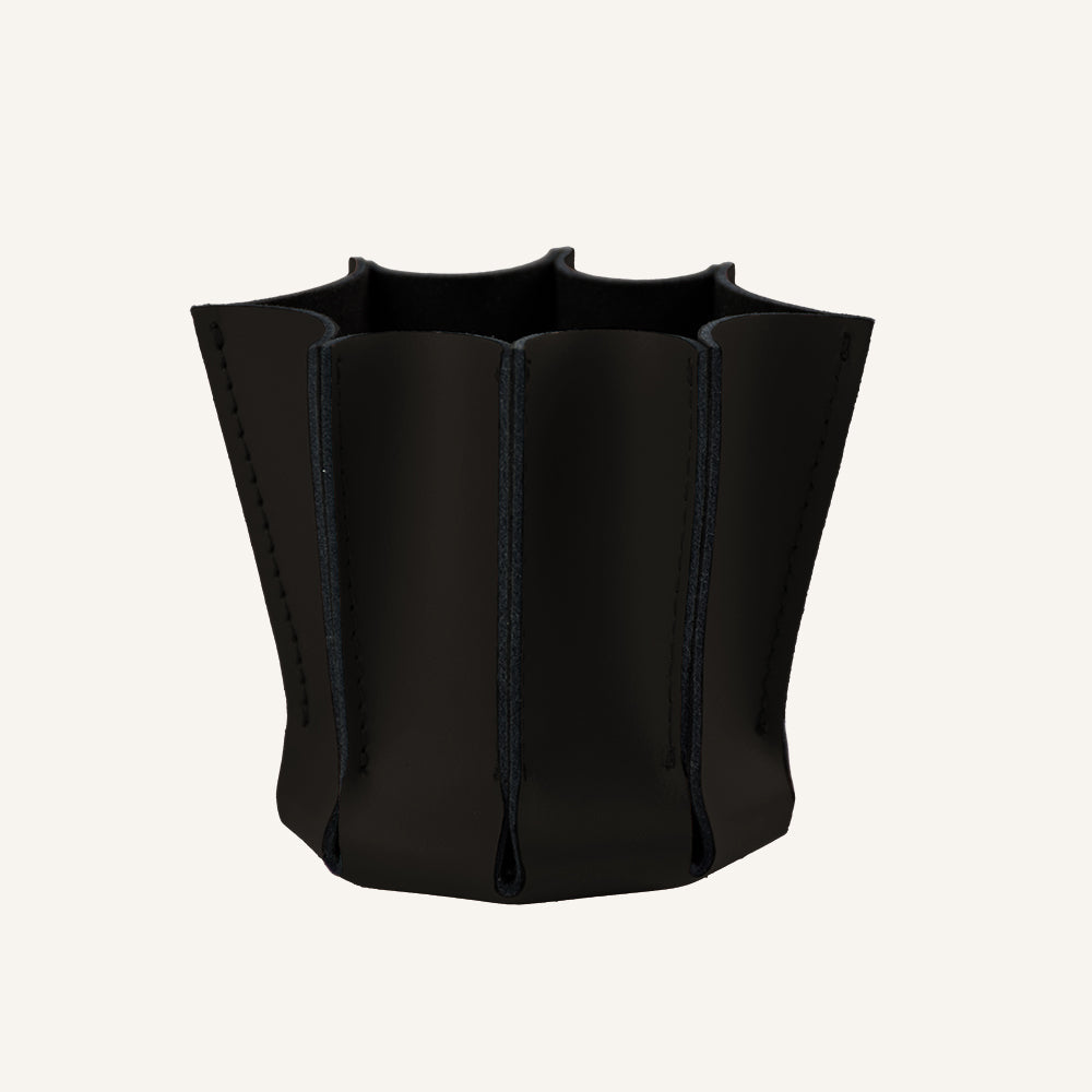 Portapenne elegante in vera pelle LEILUX - Marrone scuro