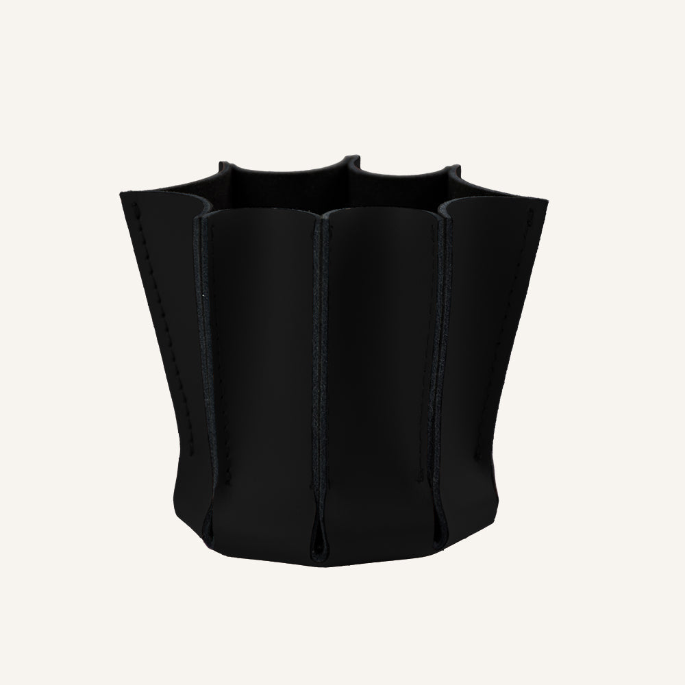 Portapenne elegante in vera pelle LEILUX - Nero