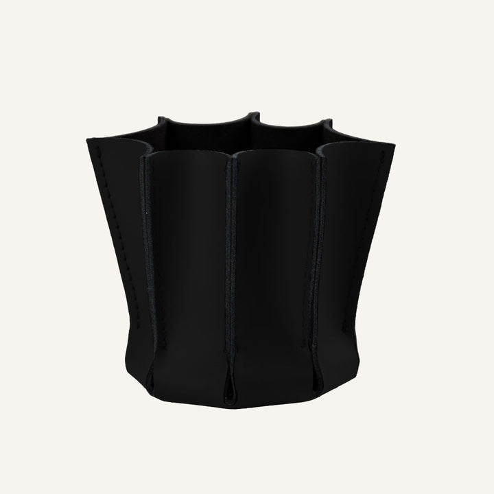 Portapenne elegante in vera pelle LEILUX - Nero