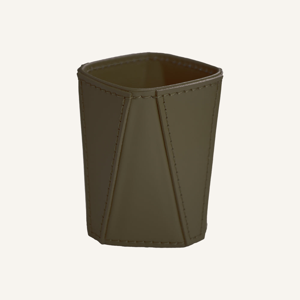 Portapenne da Scrivania di Design in Pelle QULUX - Marrone Quarzo