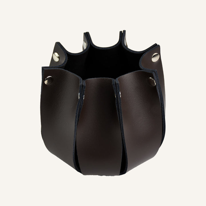 Portapenne da scrivania di design in vera pelle RITLUX - Marrone scuro