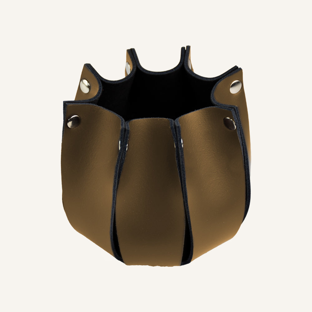 Portapenne da scrivania di design in vera pelle RITLUX - Marrone