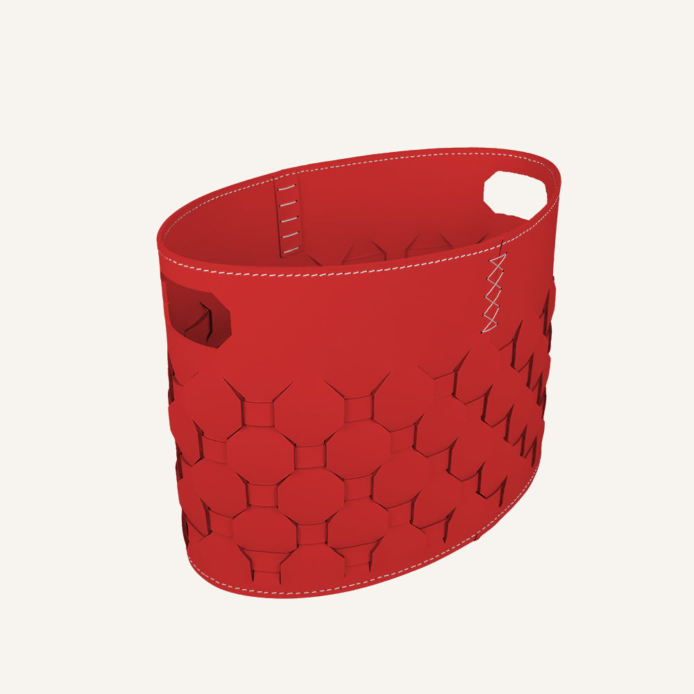 Portariviste ovale in cuoio intrecciato EZARO - Rosso