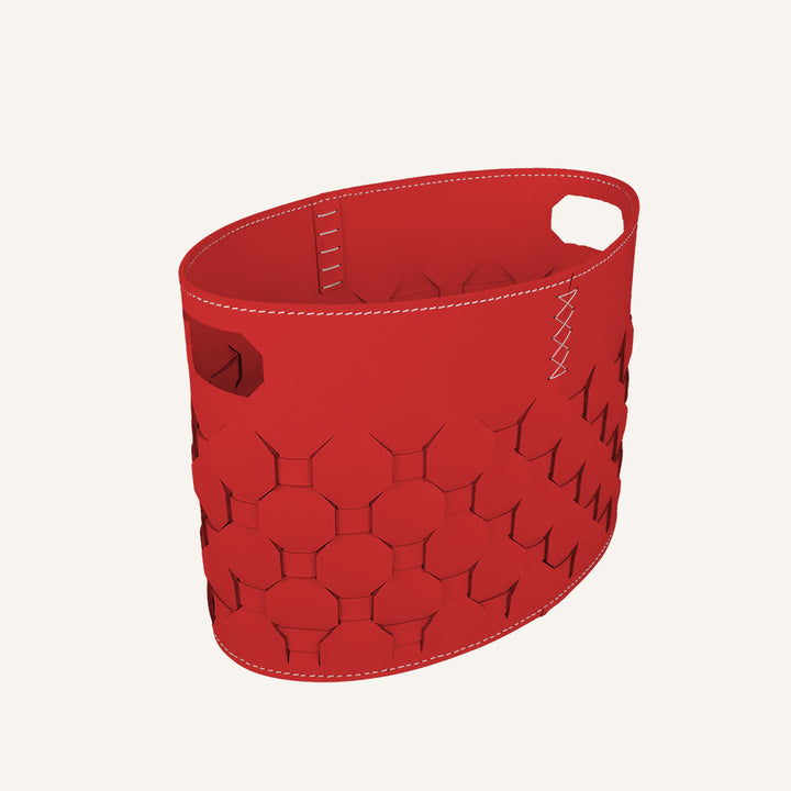 Portariviste ovale in cuoio intrecciato EZARO - Rosso