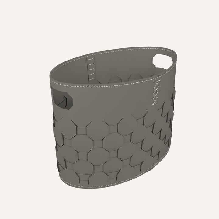 Portariviste ovale in cuoio intrecciato EZARO - Tortora