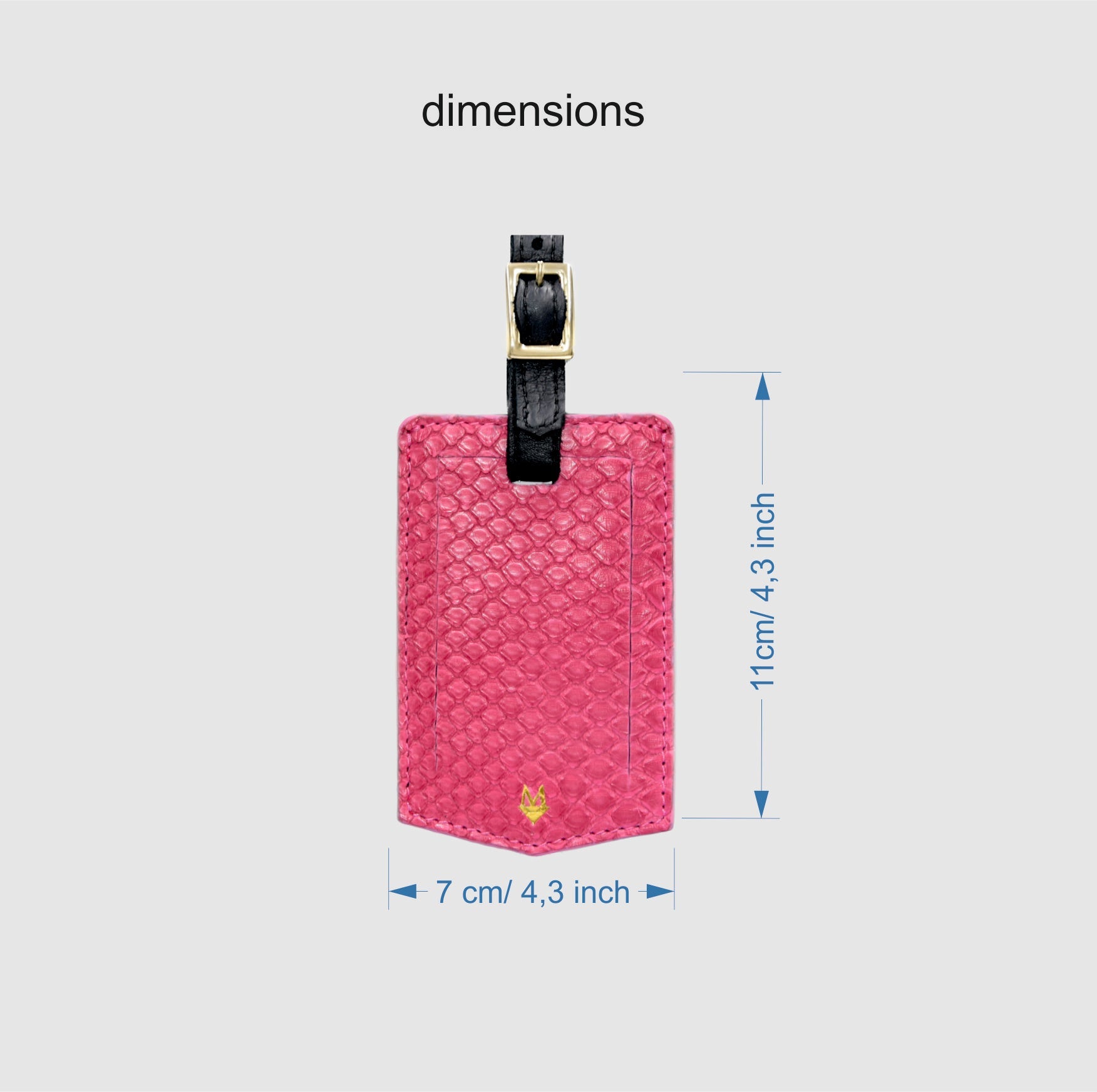 Etichetta personalizzabile in pelle per bagaglio - vera pelle di Pitone Fuchsia