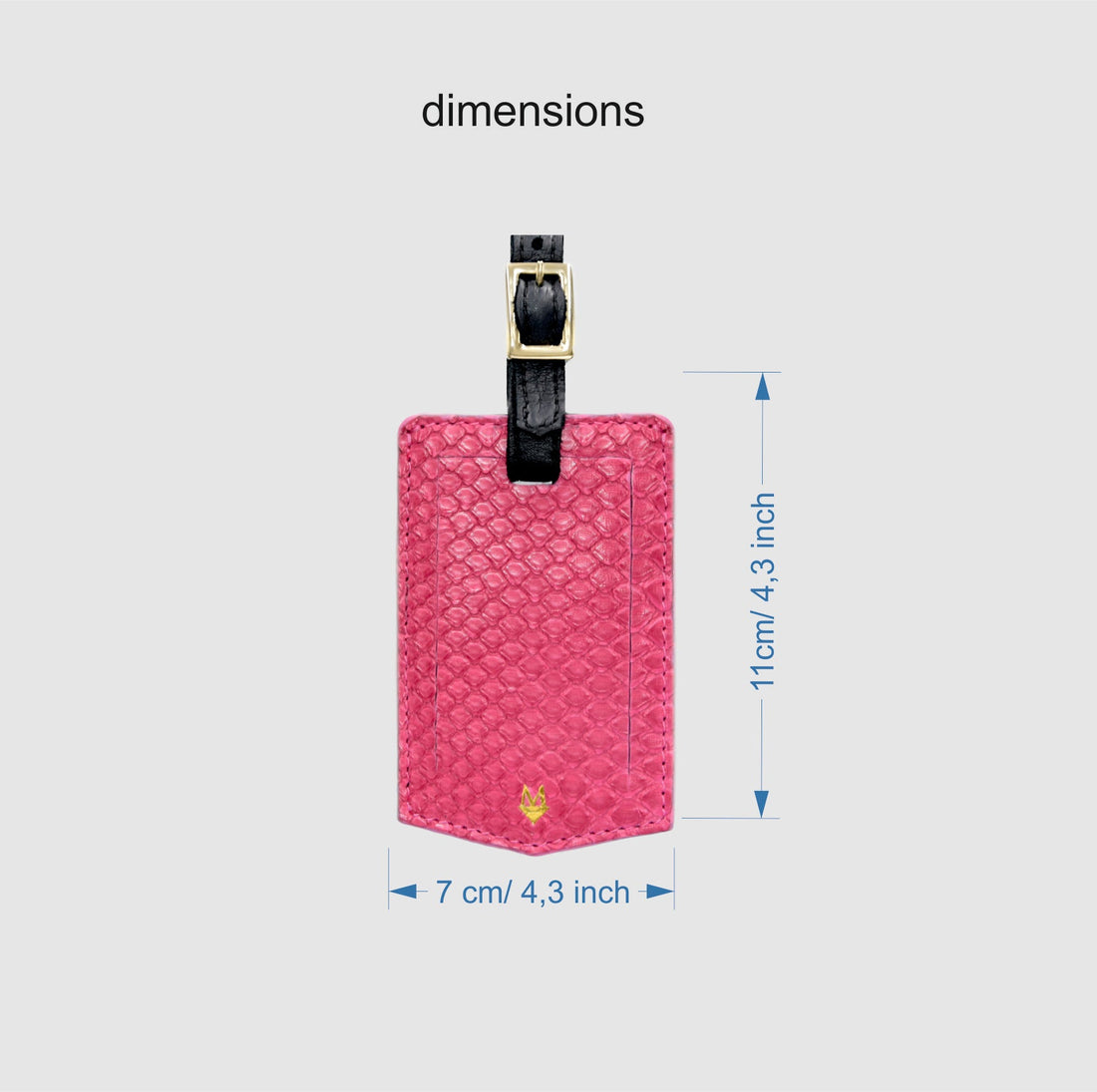 Etichetta personalizzabile in pelle per bagaglio - vera pelle di Pitone Fuchsia