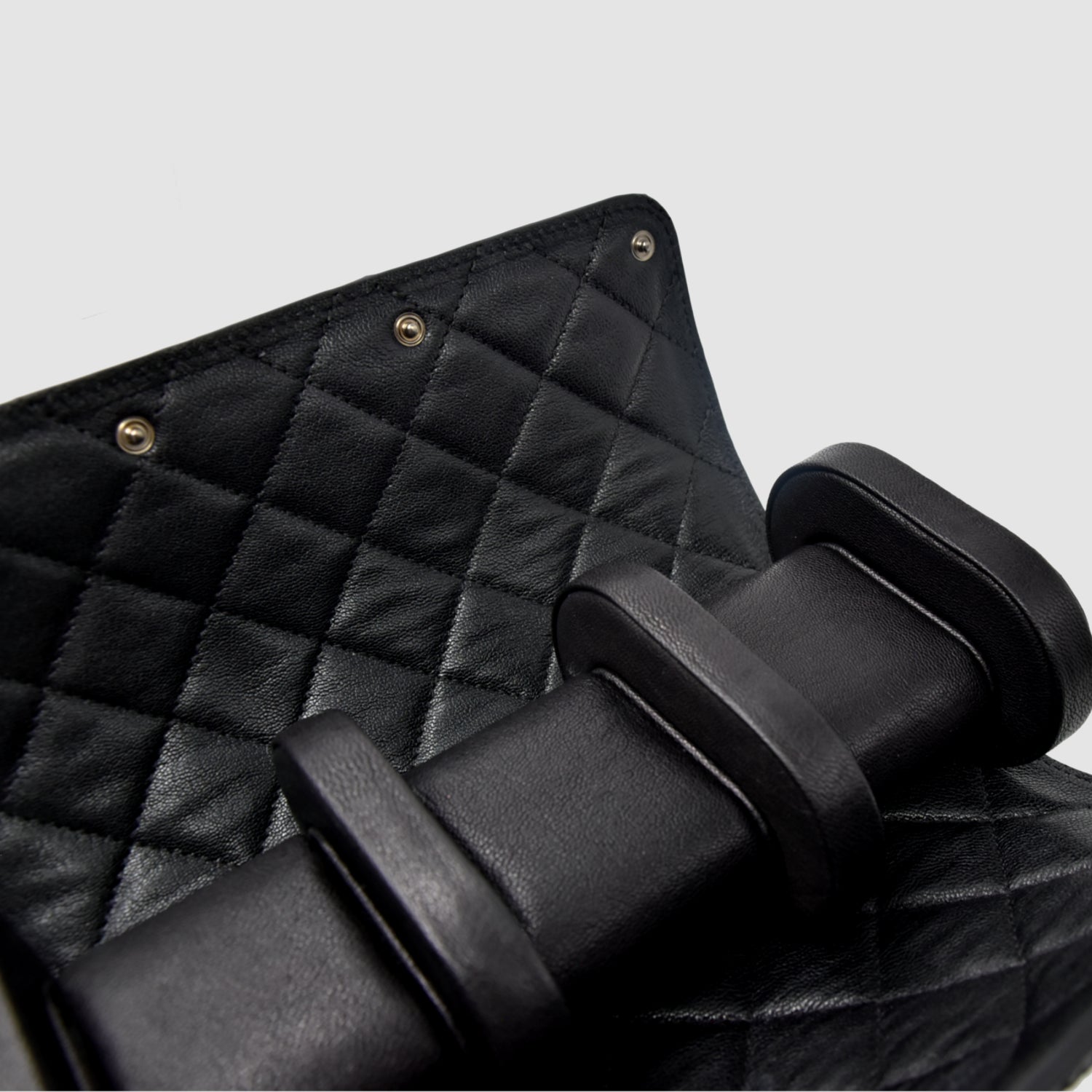 Portaorologio Watch Roll in Pelle di Pitone Nero Personalizzato 3 slots per 3 orologi