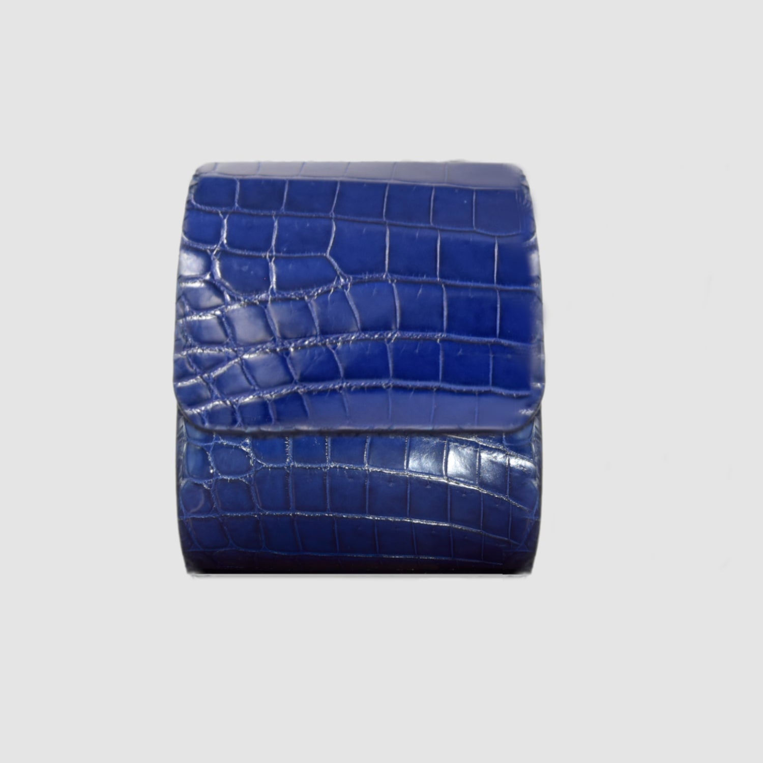 Portaorologio Watch Roll in Pelle di Coccodrillo Blu Personalizzato 1 slot