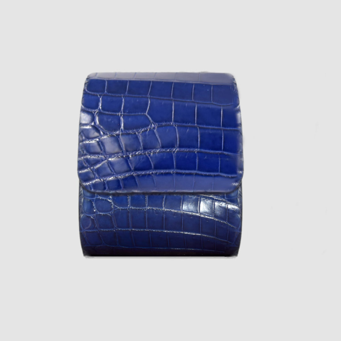 Portaorologio Watch Roll in Pelle di Coccodrillo Blu Personalizzato 1 slot