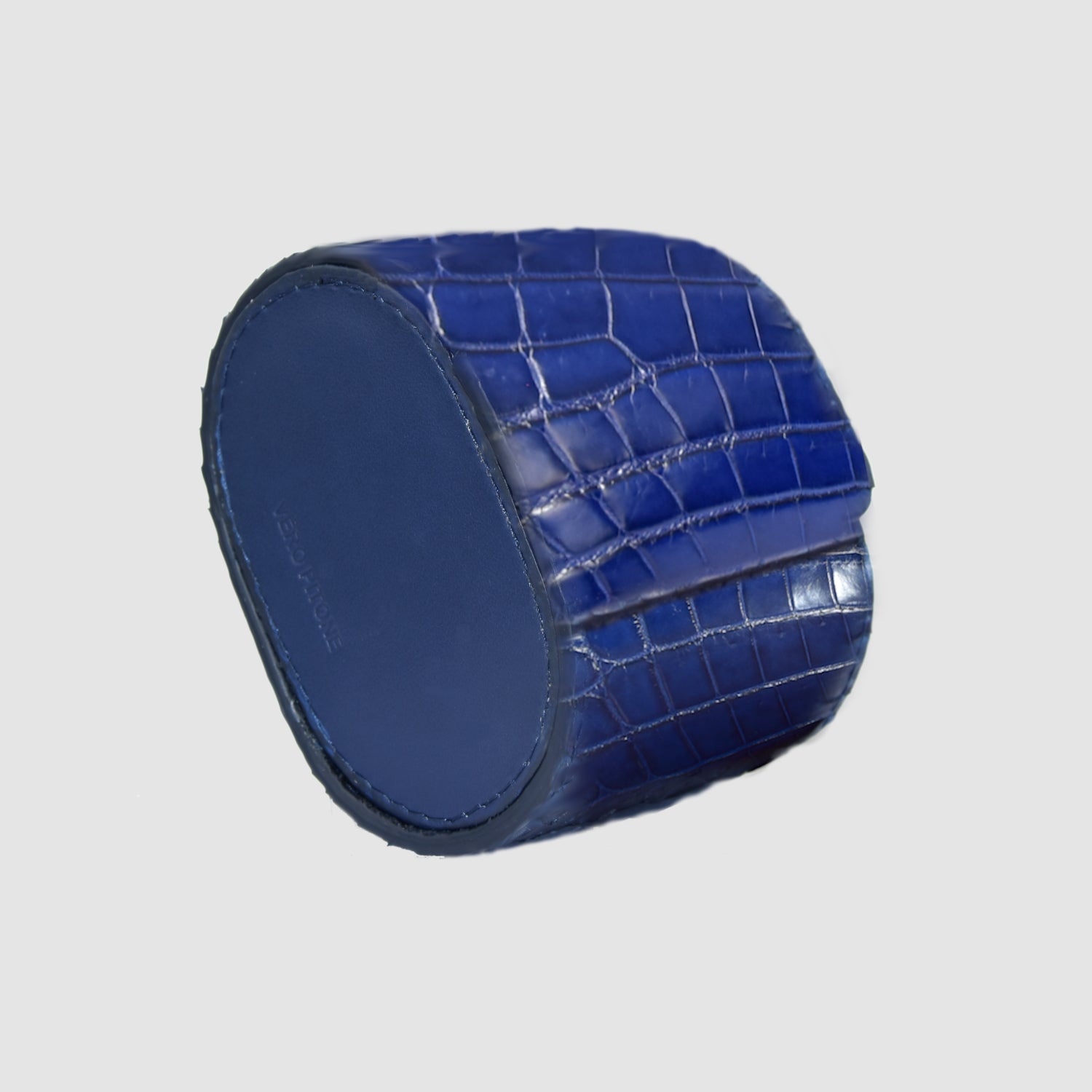 Portaorologio Watch Roll in Pelle di Coccodrillo Blu Personalizzato 1 slot