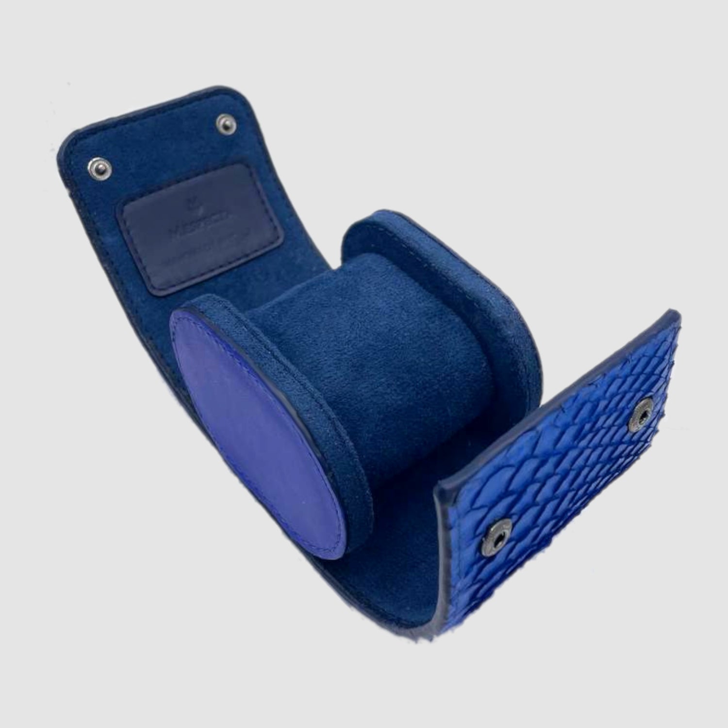 Portaorologio Watch Roll in Pelle di Pitone Blu Navy Personalizzato 1 slot