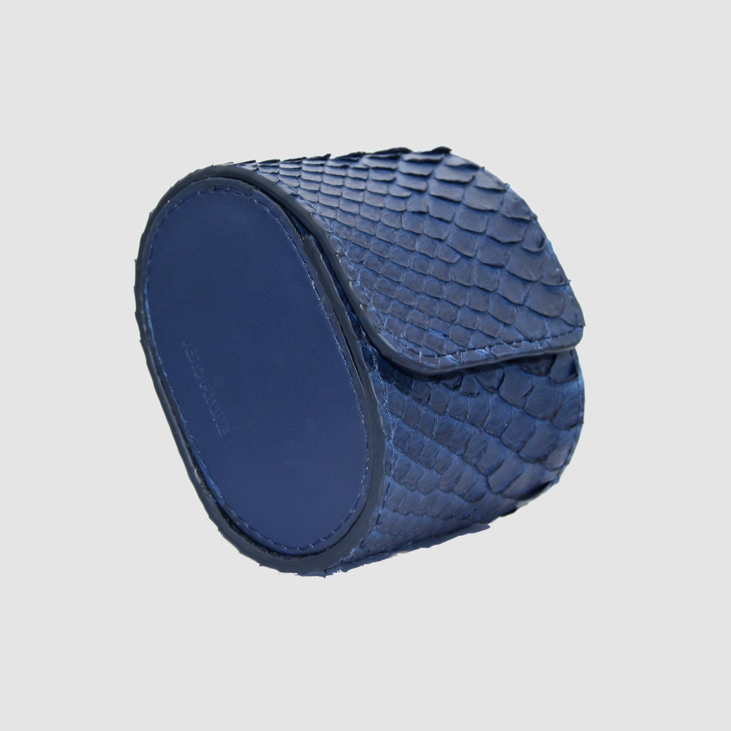 Portaorologio Watch Roll in Pelle di Pitone Blu Navy Personalizzato 1 slot