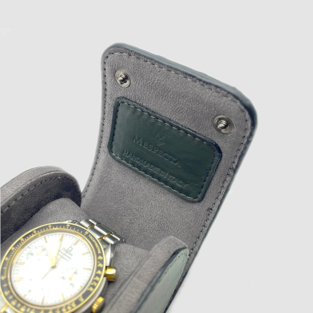 Portaorologio Watch Roll in Pelle di Verde militare Personalizzato 1 slot