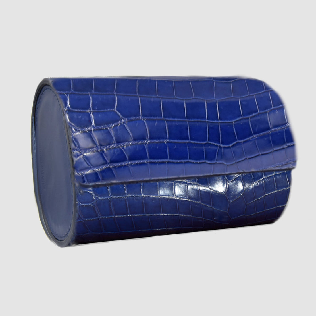 Portaorologio Watch Roll in Pelle di Coccodrillo Blu Personalizzato 2 slot