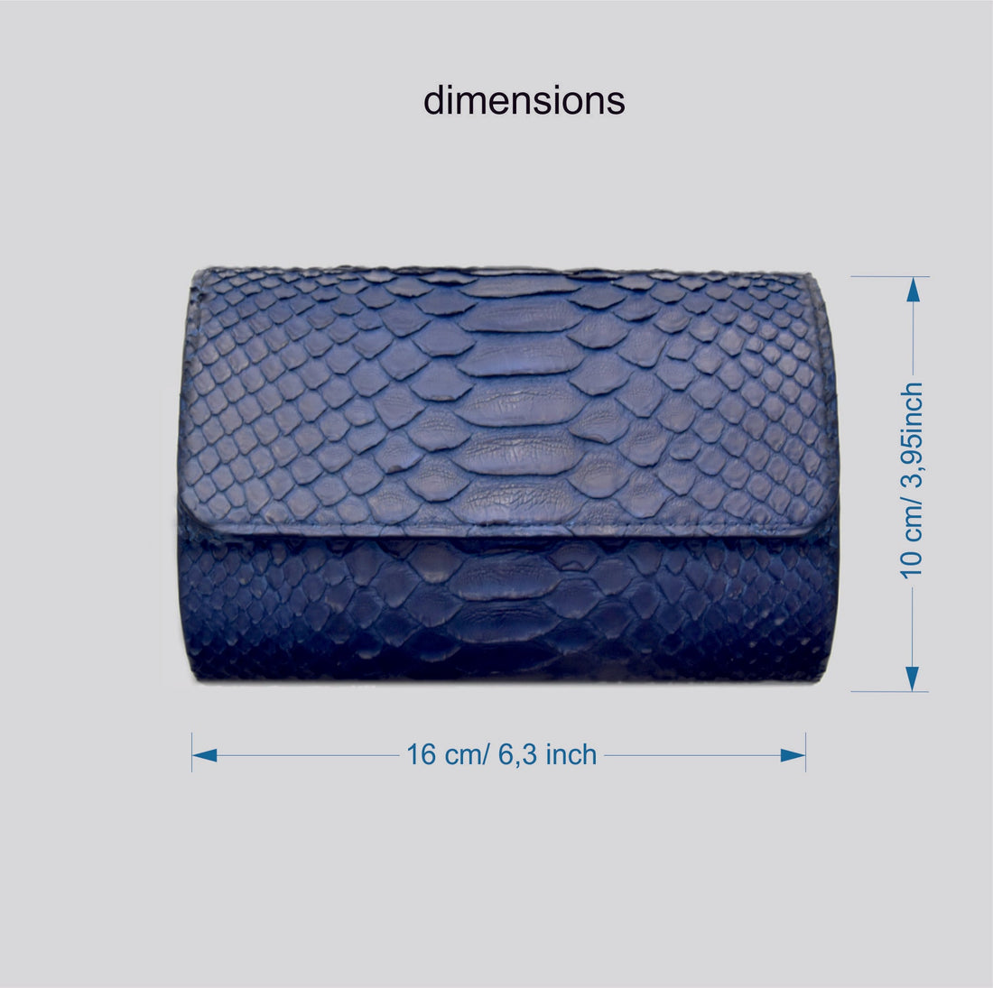 Portaorologio Watch Roll in Pelle di Pitone Blu Navy Personalizzato