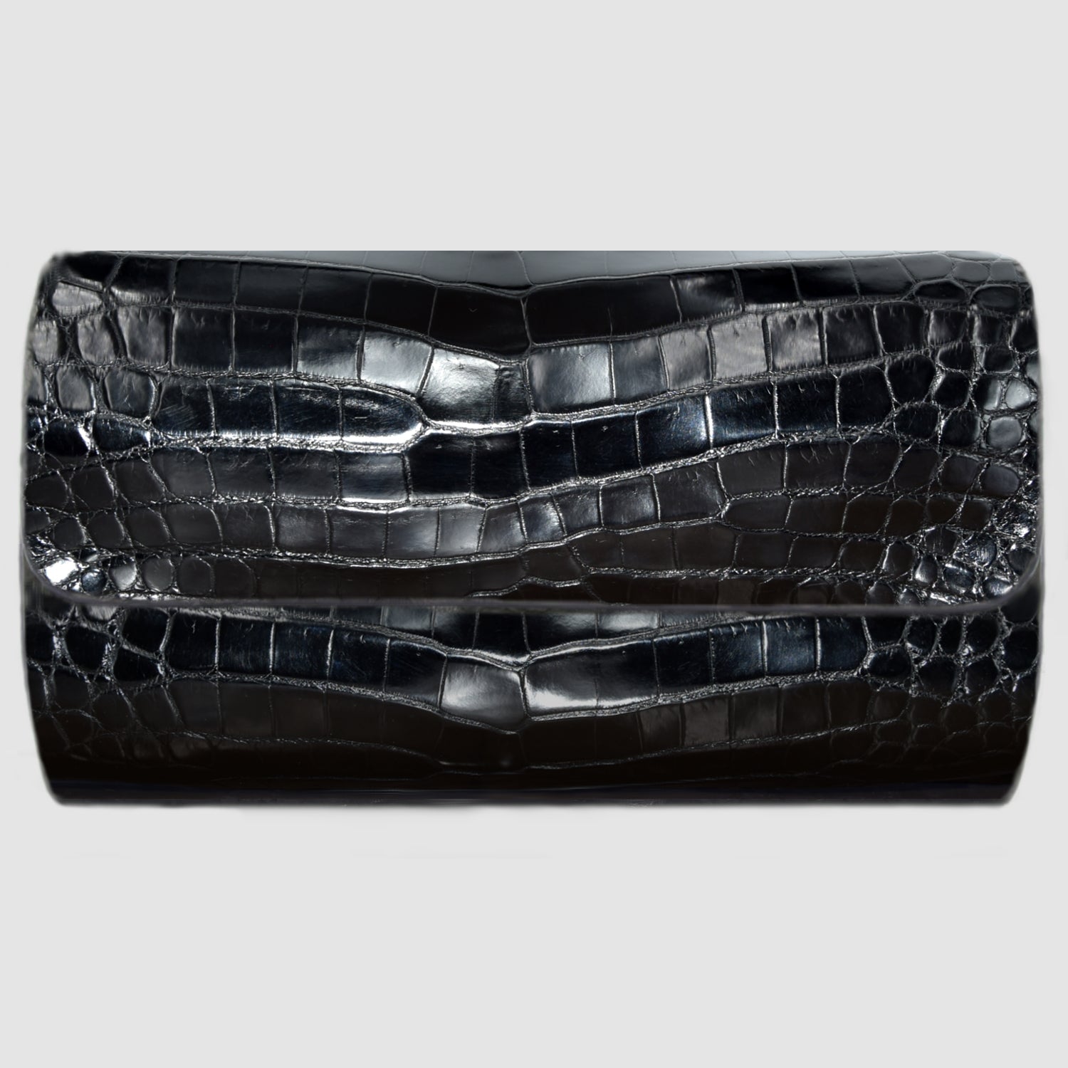Portaorologio Watch Roll in Pelle di Coccodrillo Nero Personalizzato 3 slots per 3 orologi