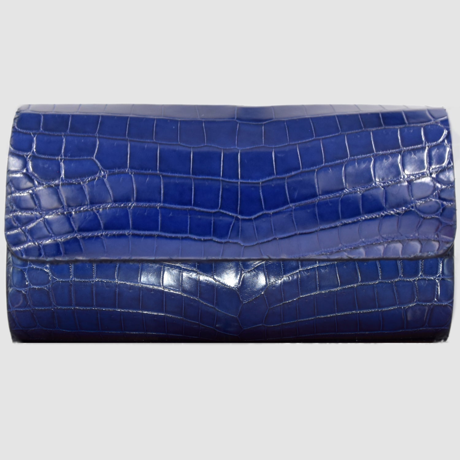 Portaorologio Watch Roll in Pelle di Coccodrillo Blu Personalizzato 3 slot per 3 orologi