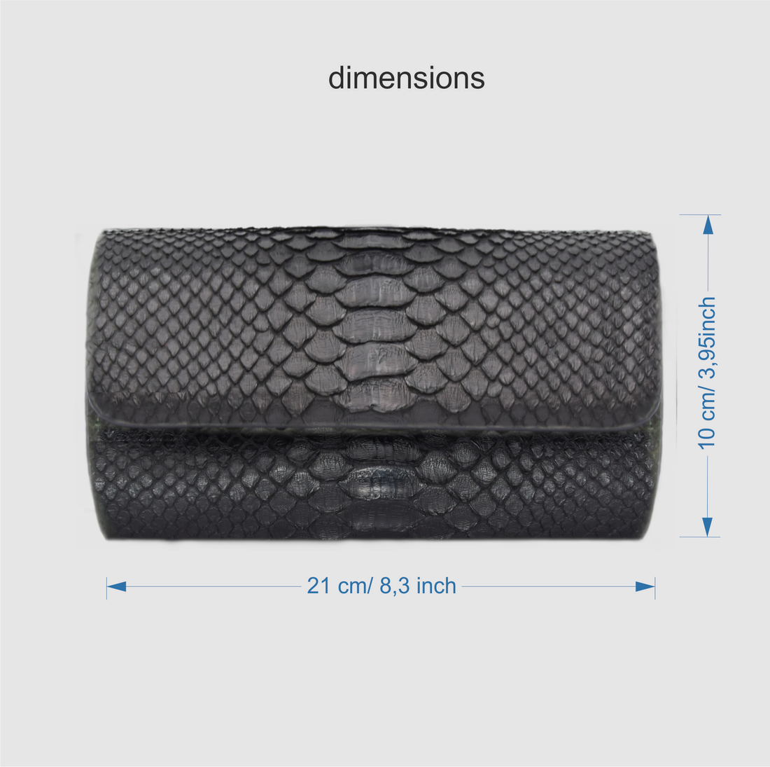 Portaorologio Watch Roll in Pelle di Pitone Nero Personalizzato 3 slots per 3 orologi
