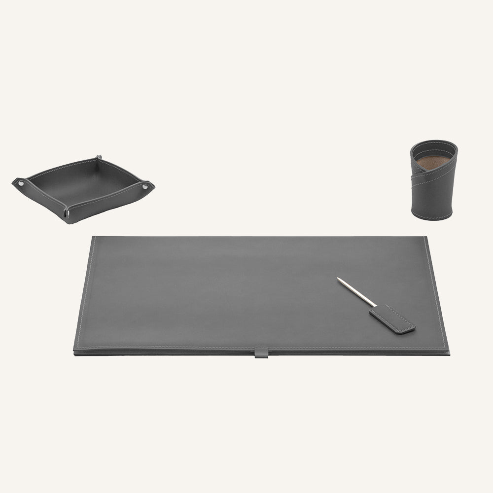 Set completo di accessori da scrivania di design ARISTOTELE 4pz - Grigio