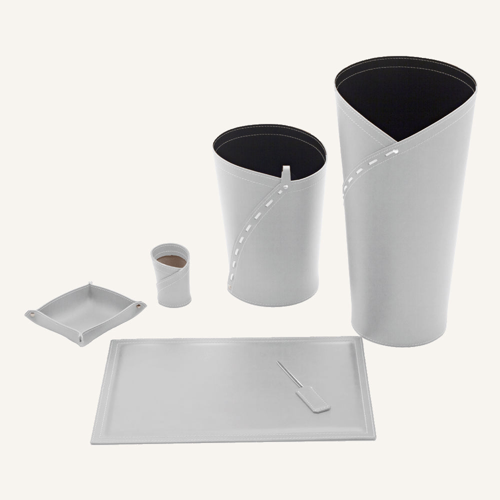 Set completo per ufficio e studio in cuoio GIULIO - Bianco