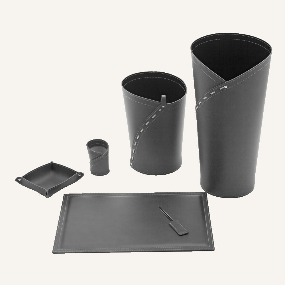 Set completo per ufficio e studio in cuoio GIULIO - Grigio