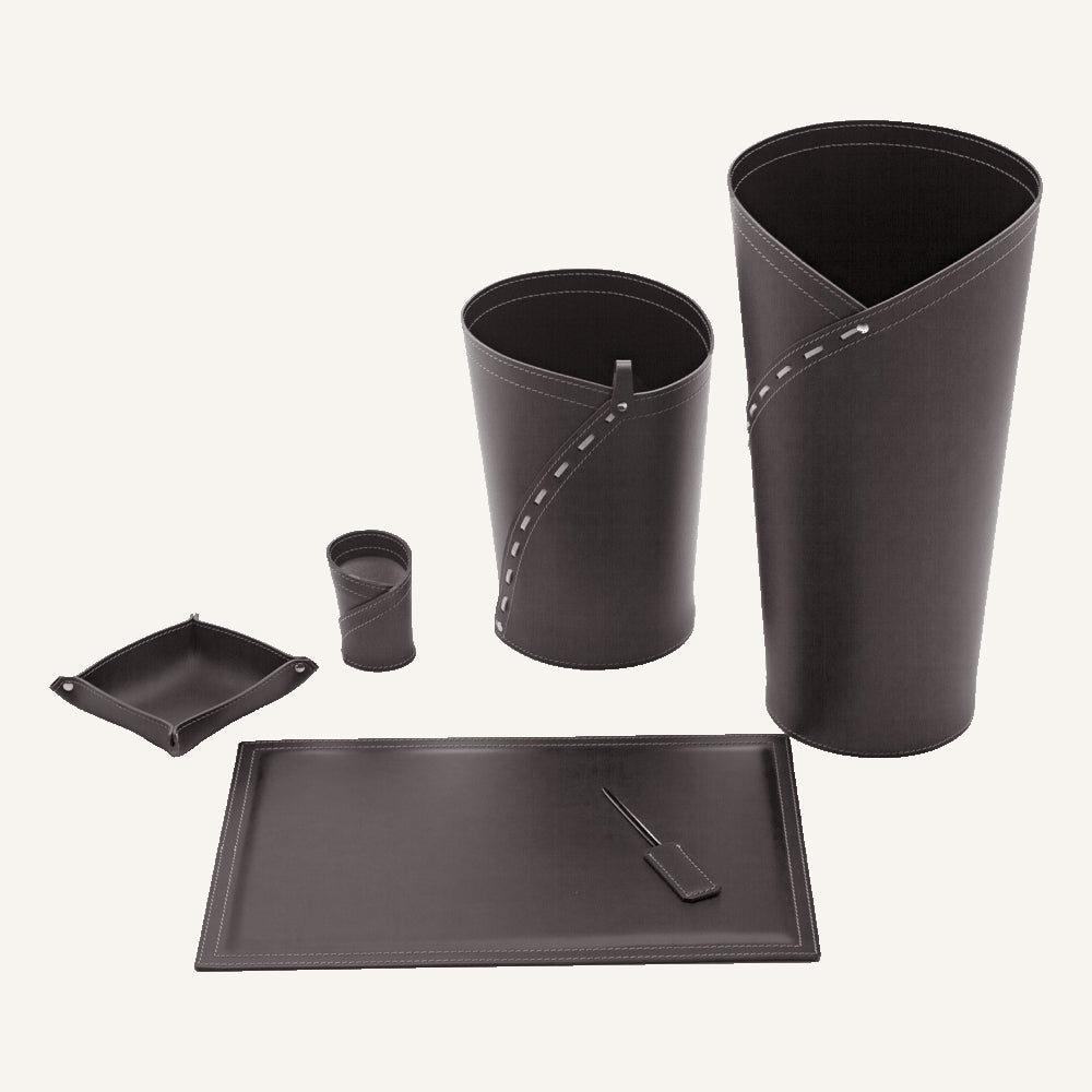 Set completo per ufficio e studio in cuoio GIULIO - Marrone scuro