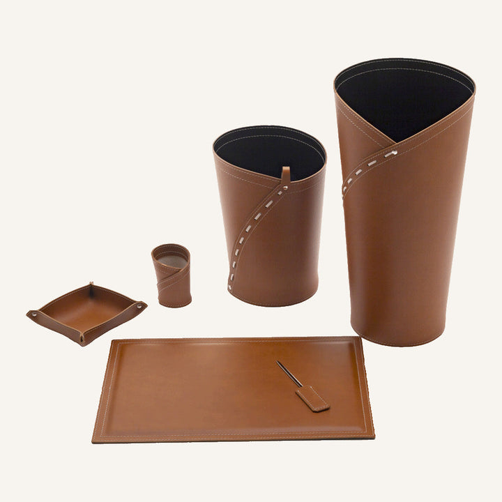 Set completo per ufficio e studio in cuoio GIULIO - Marrone