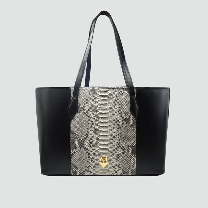 Borsa Shopper "Grandiosa" in vera pelle di Pitone Bianco Marmo (Copia)