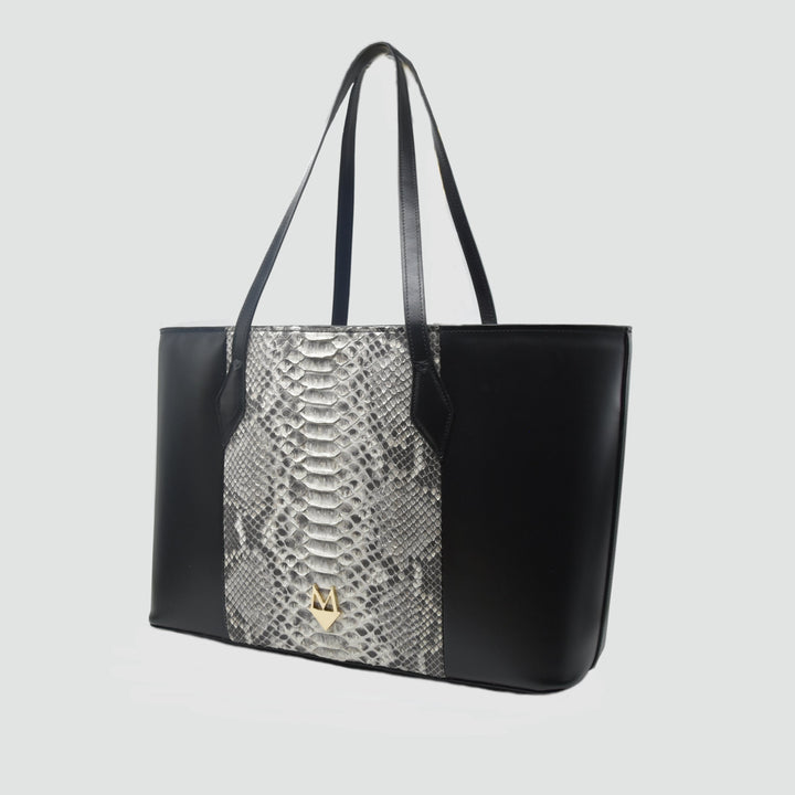 Borsa Shopper "Grandiosa" in vera pelle di Pitone Bianco Marmo (Copia)
